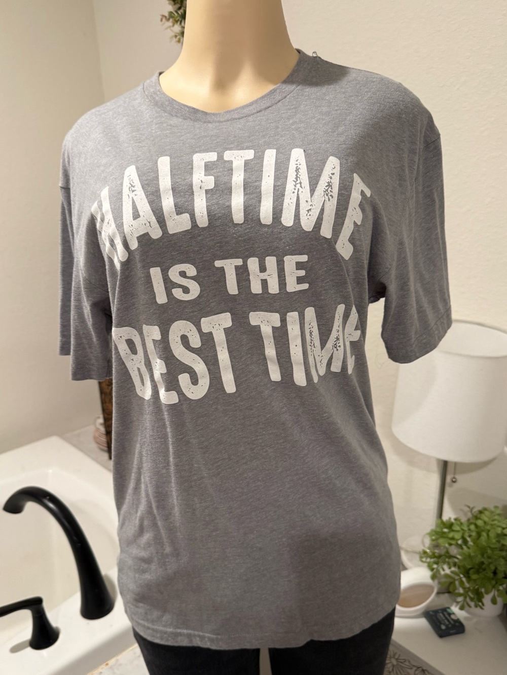 Next Level “Halftime Is the Best Time” Graphic Tee – Medium 🩶